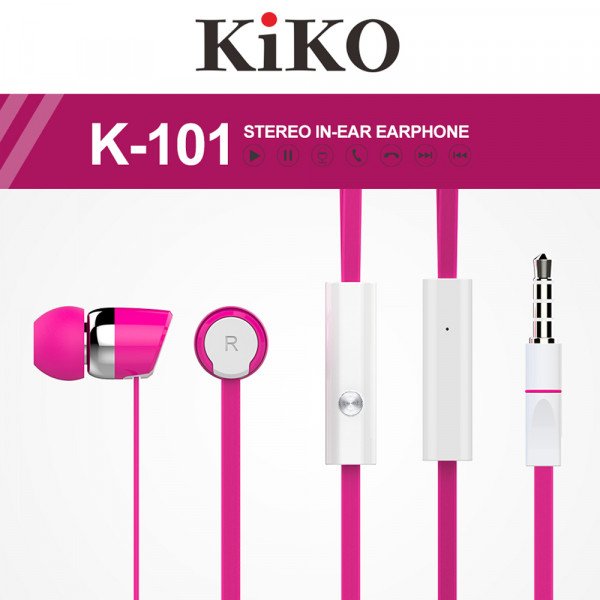 Wholesale KIKO K-101 HD Stereo Earphone Headset with Mic (K-101 Hot Pink)